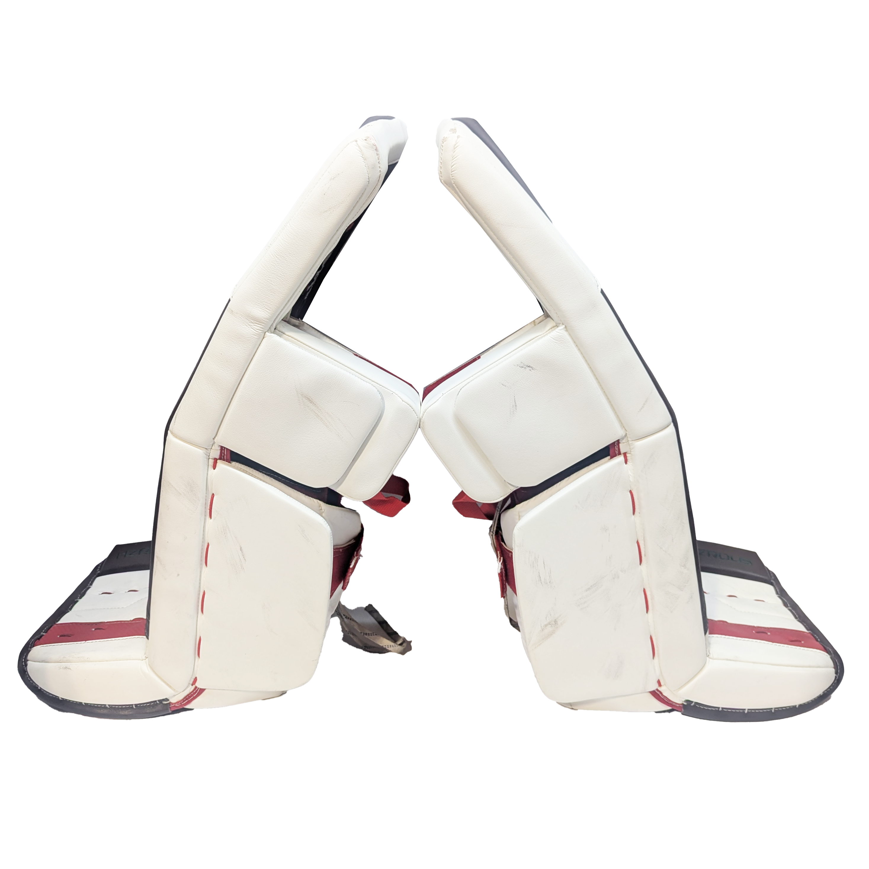 True HZRDUS PX4 - Ensemble de protections de gardien NCAA Pro Stock d'occasion (blanc/marron/rouge)